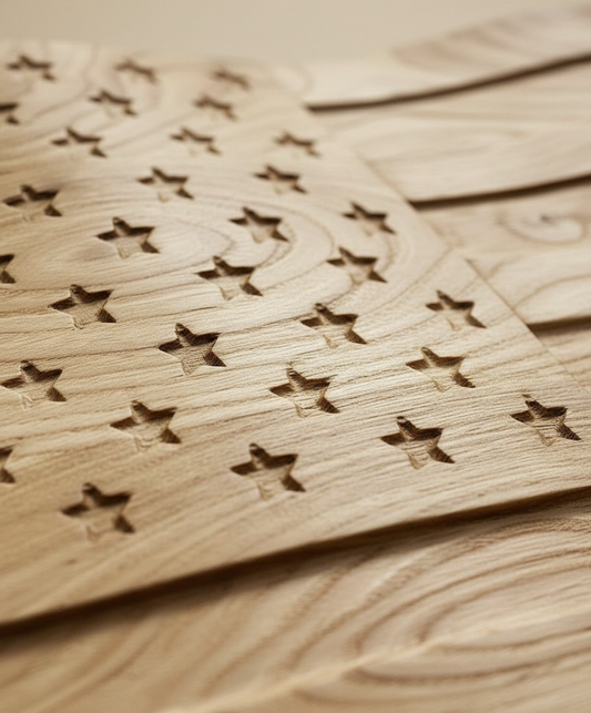 3D Carved Chestnut Wood American Flag Wall Art