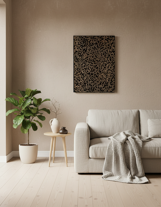 3D Wood Vortex Wall Art: Hand-Carved Line Art Panel