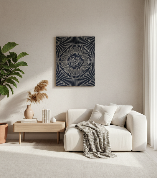 Minimalist Carved Line Wood Wall Art Panel