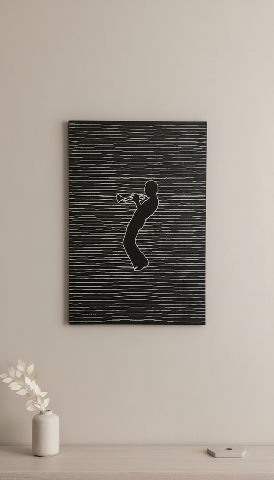 Miles Davis Wood Wall Art: Engraved Jazz Line Art Decor