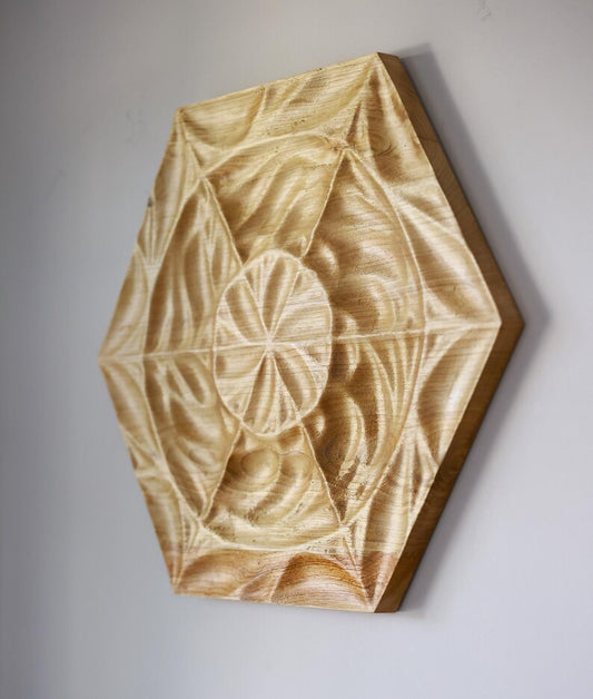 Mare 3D Carved Chestnut Wood Wall Art Panel