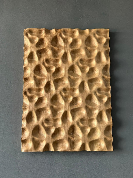 3D Carved Wood Wall Art: Textured Wood Panel Hanging