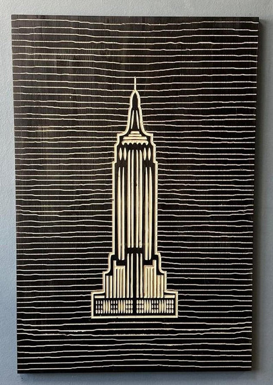Empire State Building Wood Wall Art: Modern Minimalist Line Art