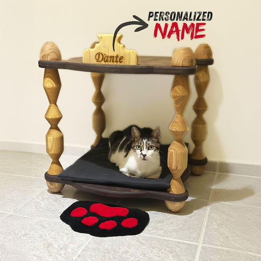 Personalized Wooden Cat Bed: Handcrafted Luxury Pet House