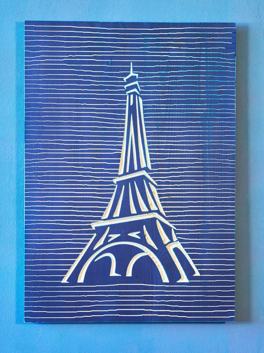 3D Wooden Eiffel Tower Wall Art: Hand-Carved Paris Decor