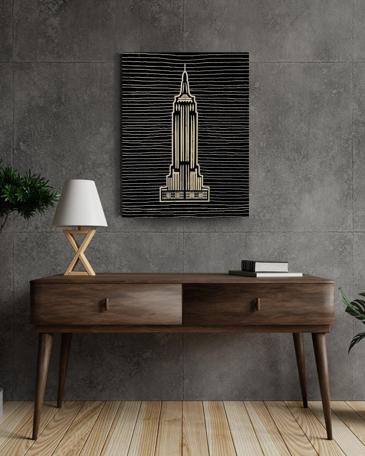 3D Wood Empire State Building Art: Minimalist Wall Decor