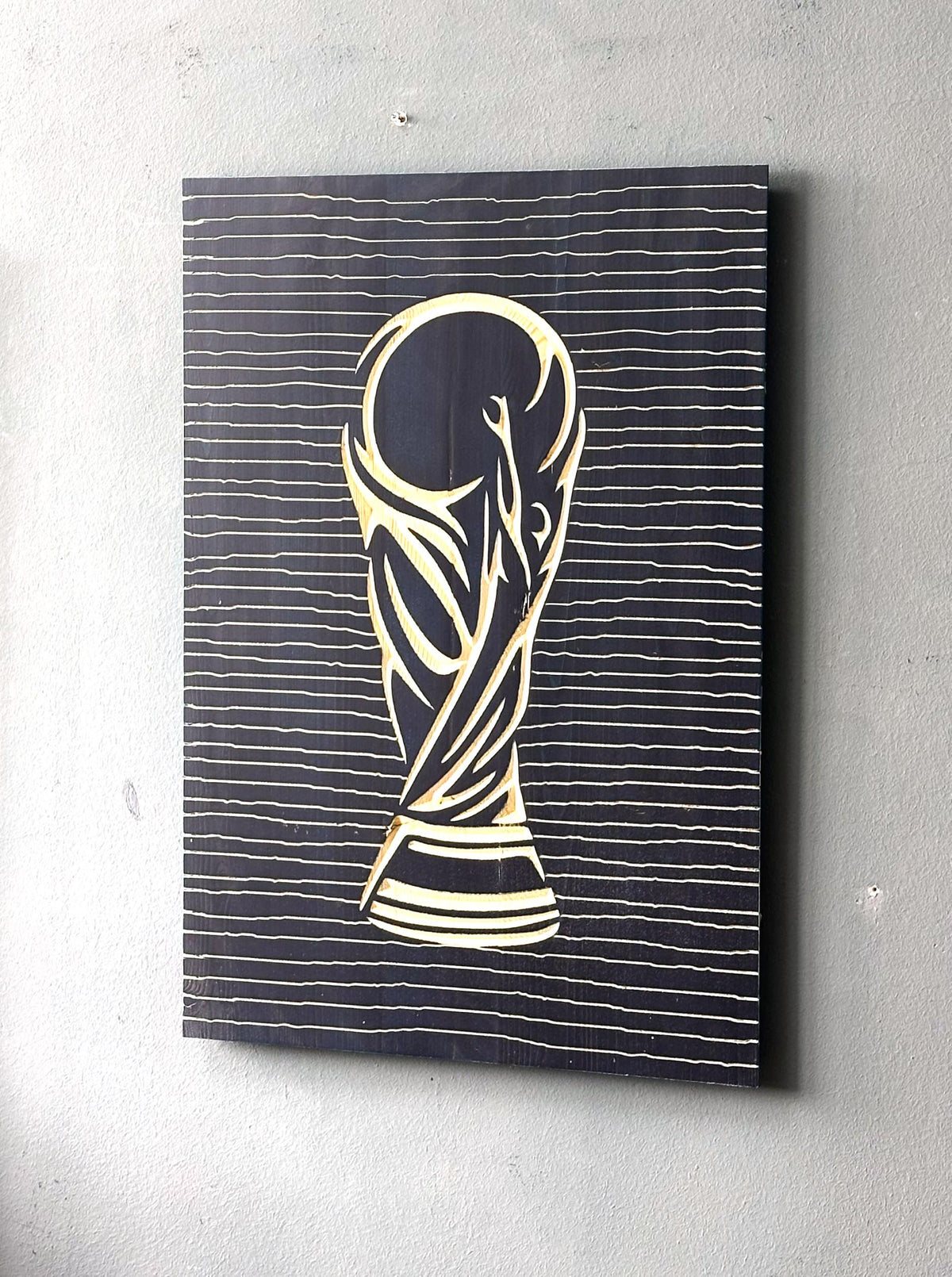 Carved Wooden World Cup Trophy Wall Decor