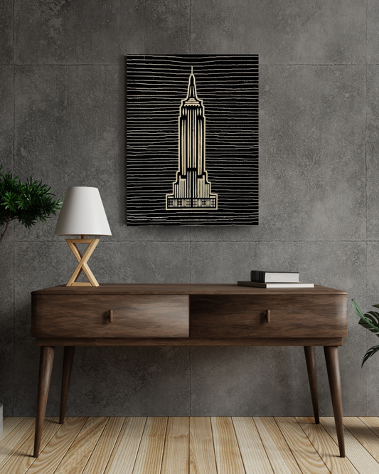 3D Engraved Empire State Building Wood Wall Art Panel