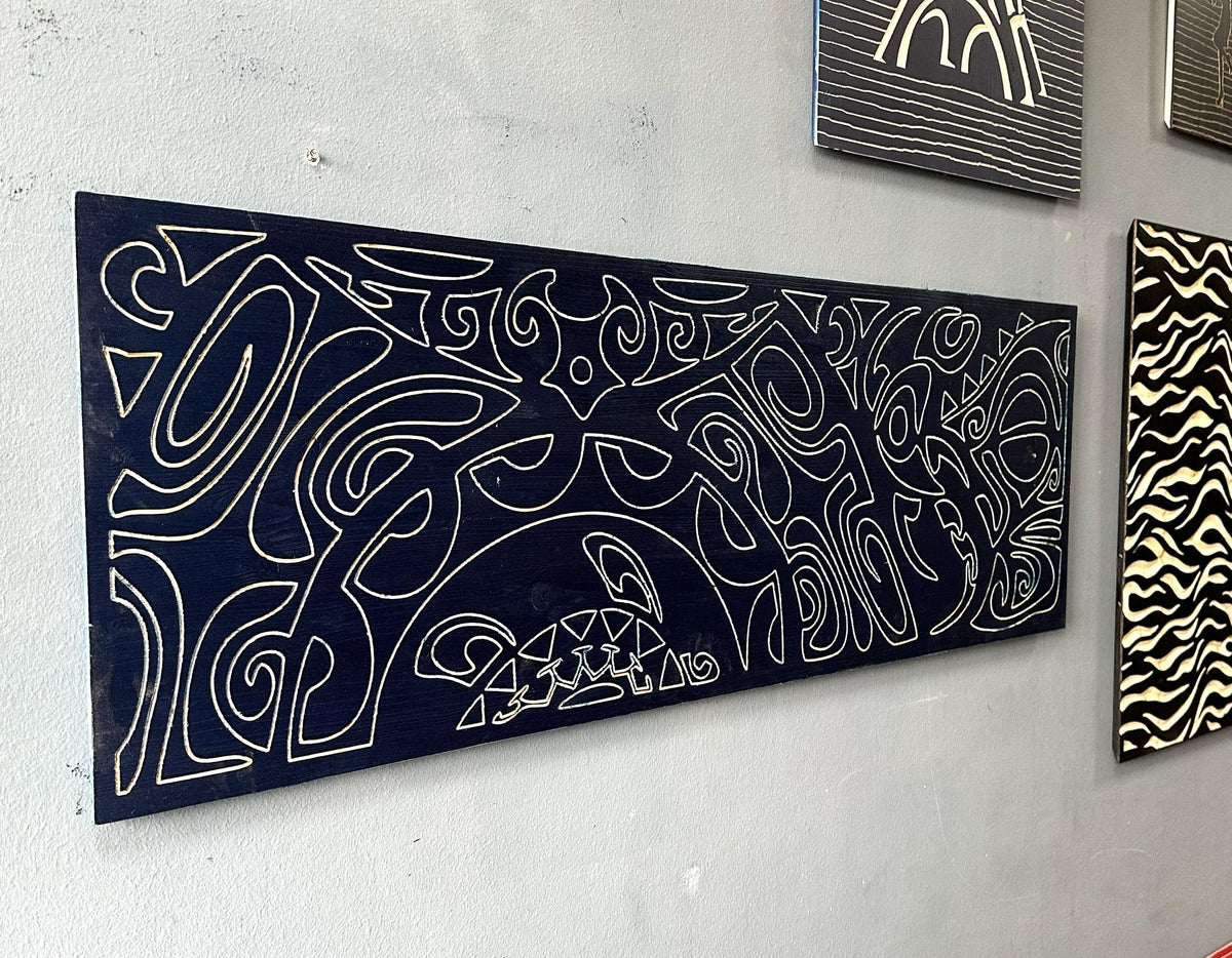 Carved Wall Art on Laminated Real Wood, Wall Decor, Wall Hanging, Line Art, Caretta Tortuga