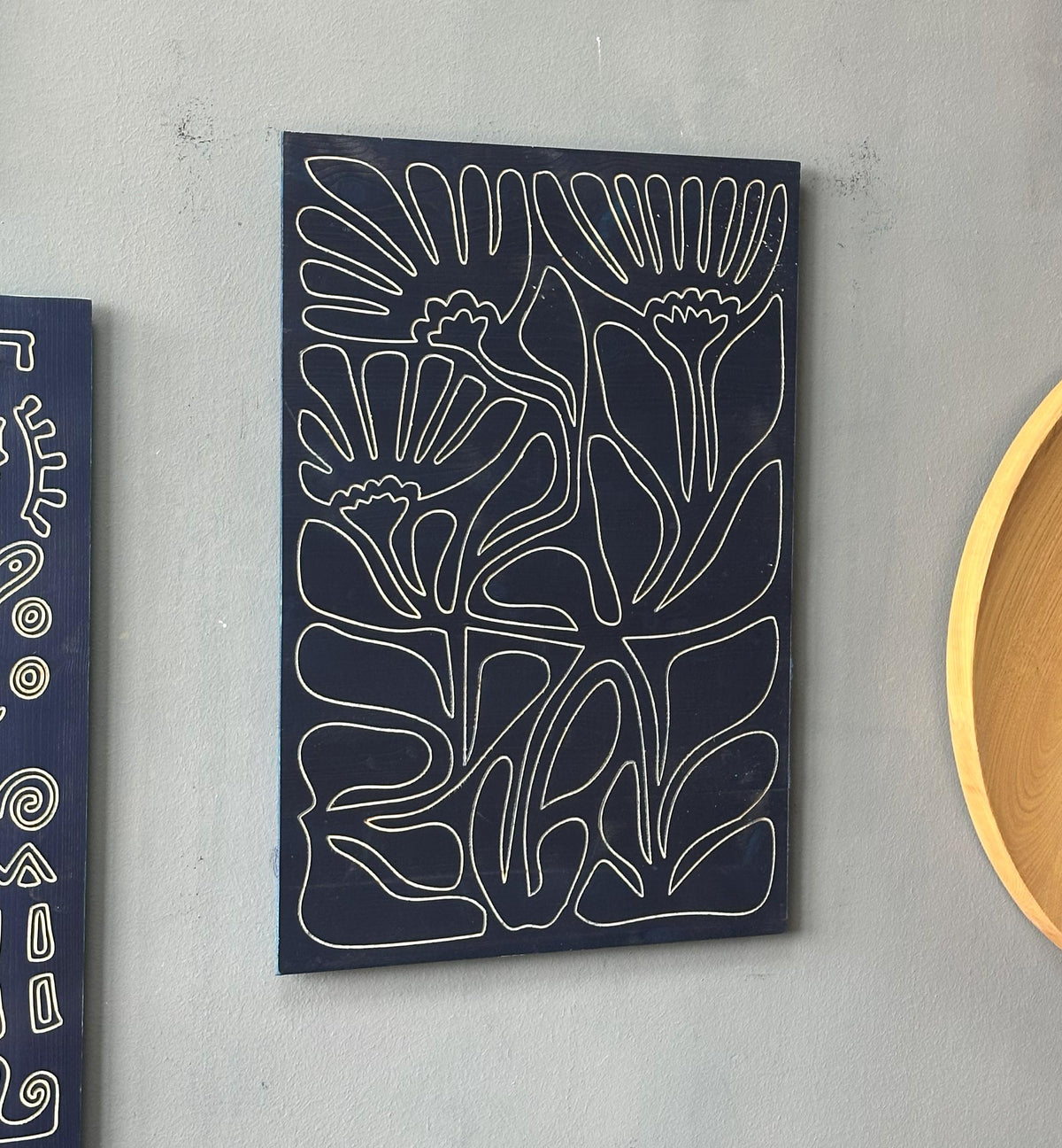 Arte lineal minimalista en madera, decoración de pared en madera