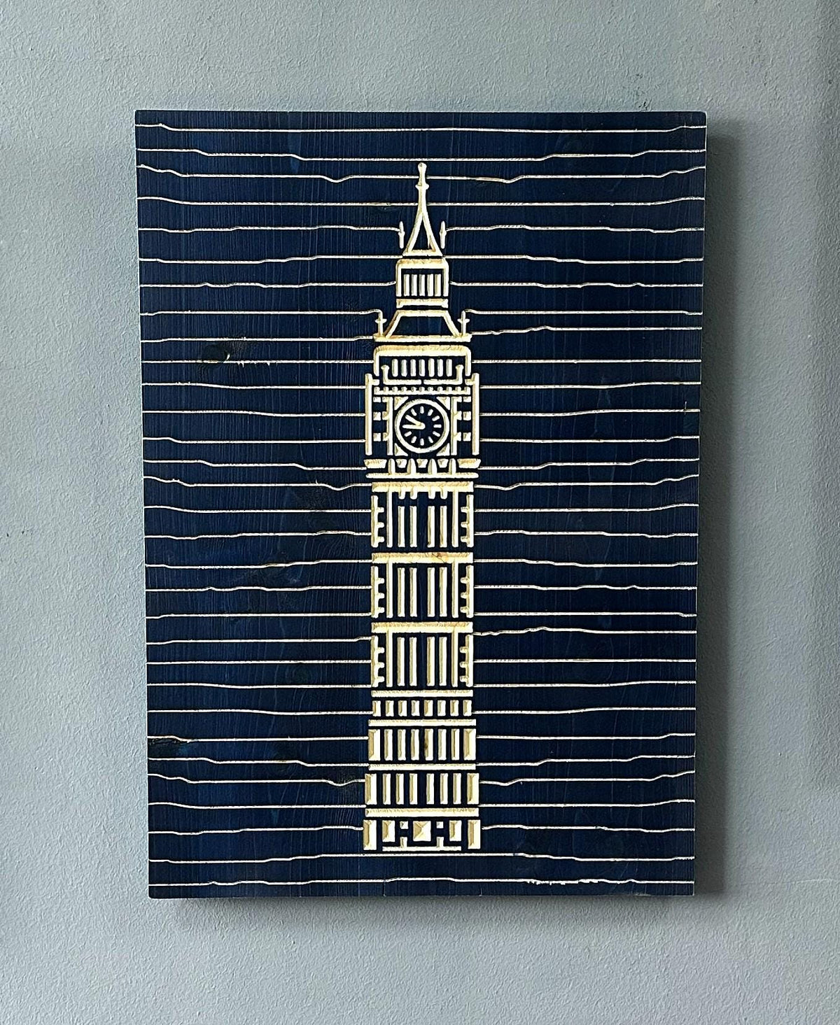 Big Ben, 3d Carved Minimalist Wooden Wall Decor