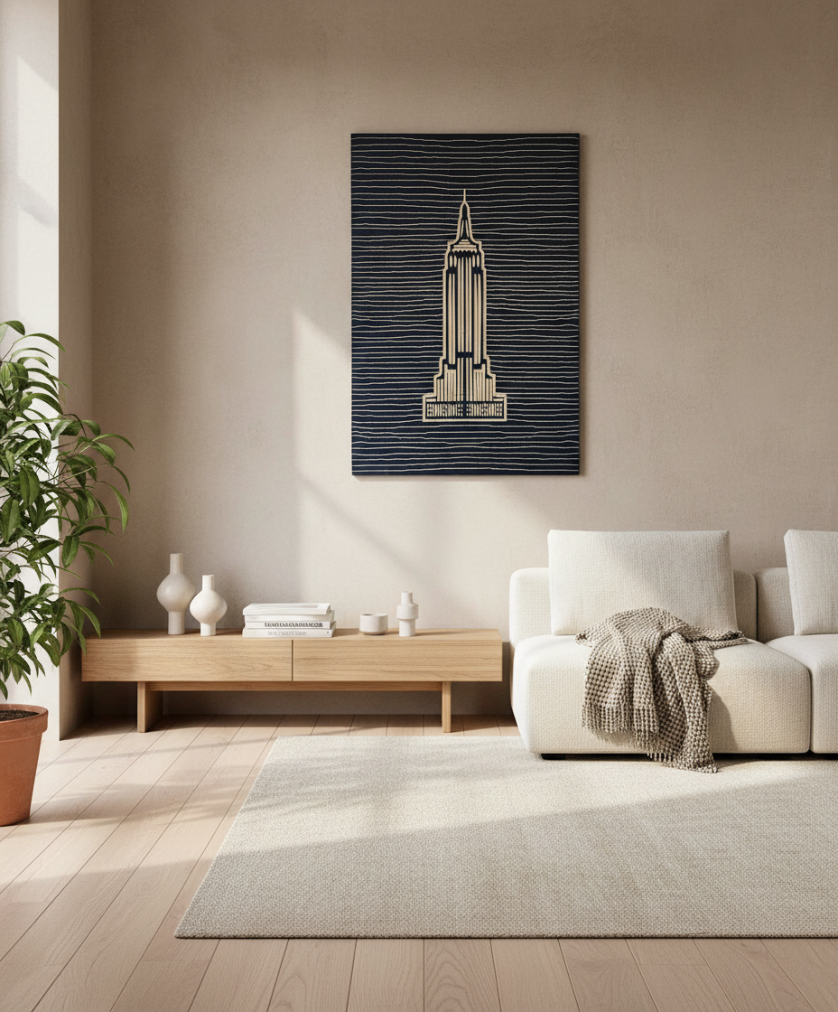 Empire State Building Wood Wall Art: Modern Minimalist Line Art
