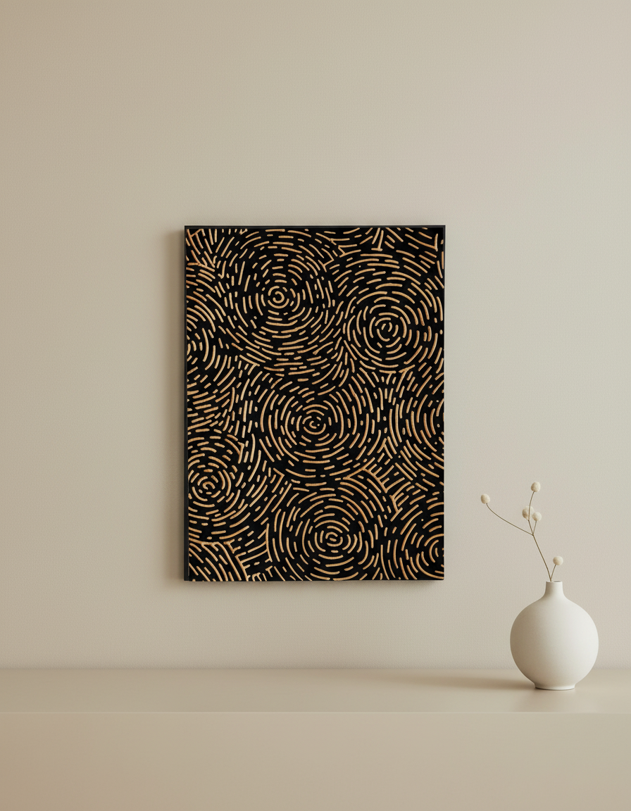 3D Wood Carved Wall Art: Vortex Design, Modern Wall Decor