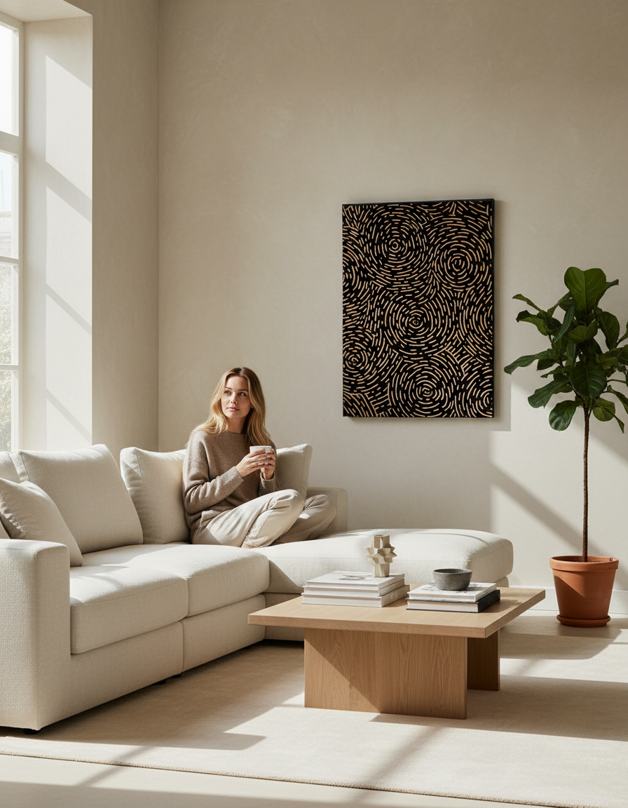 3D Wood Carved Wall Art: Vortex Design, Modern Wall Decor