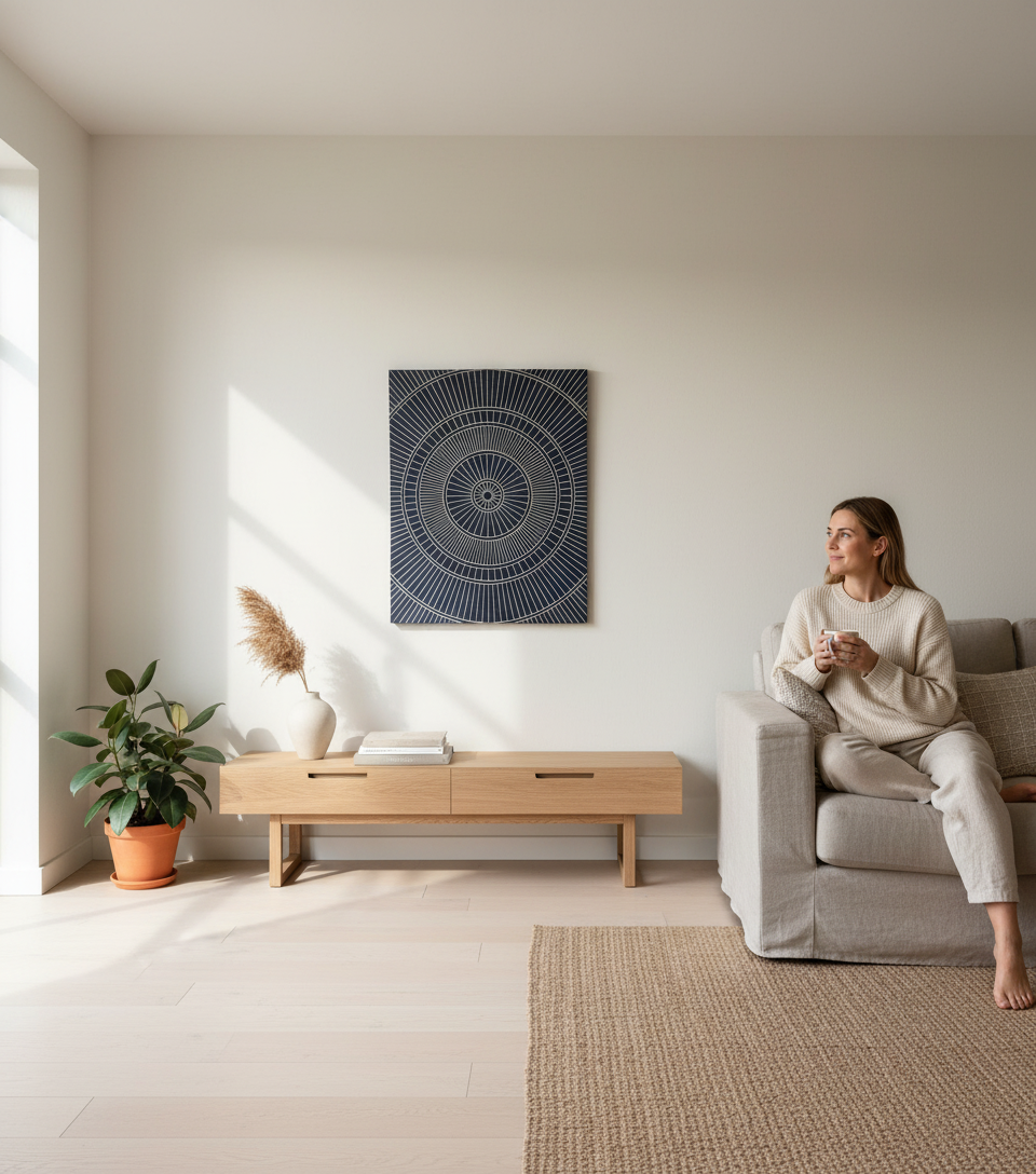 Minimalist Carved Line Wood Wall Art Panel