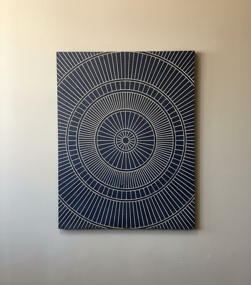 Minimalist Carved Line Wood Wall Art Panel