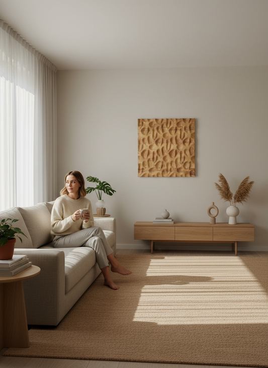 3D Carved Wood Wall Art: Textured Wood Panel Hanging