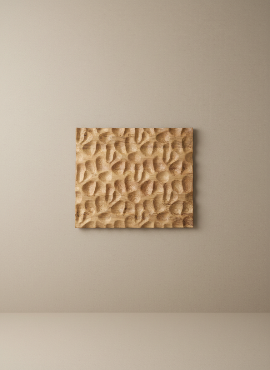 3D Carved Wood Wall Art: Textured Wood Panel Hanging