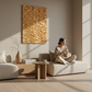 3D Carved Chestnut Wood Wall Art: Asymmetric Ripple Design