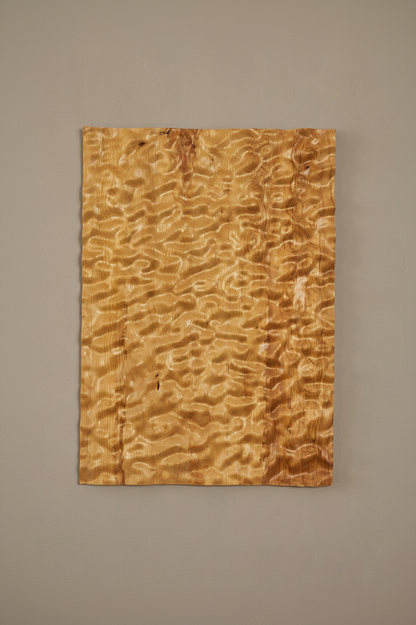 3D Carved Chestnut Wood Wall Art: Asymmetric Ripple Design