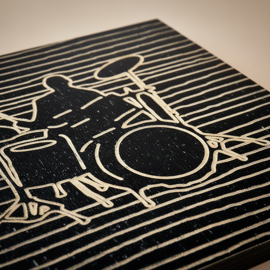Line Art Music Band Wooden Wall Decor - Set of 4