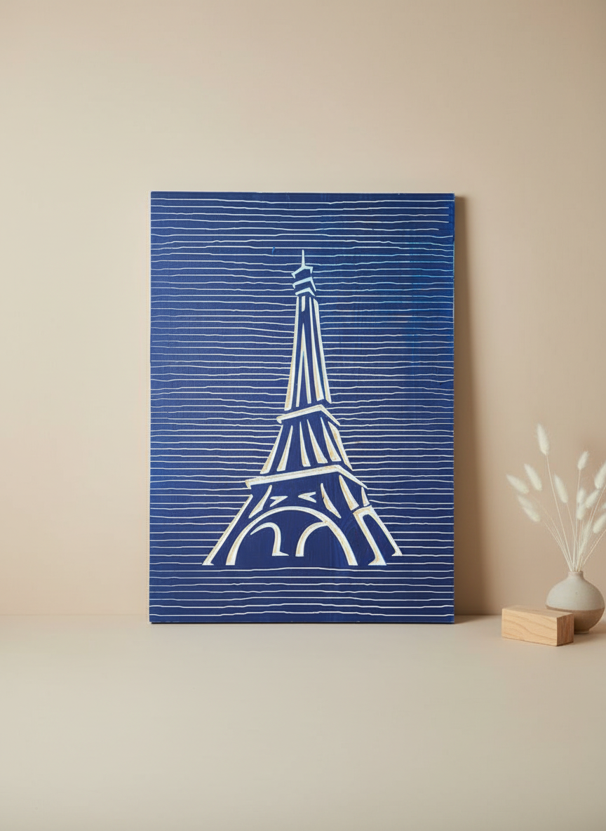 3D Wooden Eiffel Tower Wall Art: Hand-Carved Paris Decor