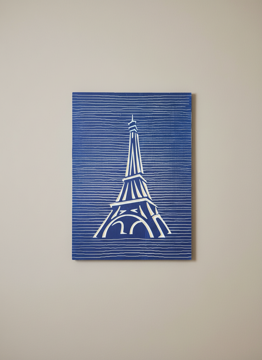 3D Wooden Eiffel Tower Wall Art: Hand-Carved Paris Decor