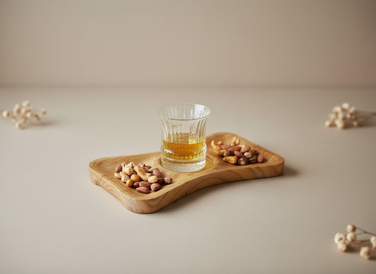 Chestnut Wood Tray Set – 2 Coffee & Serving Trays with 3D Design