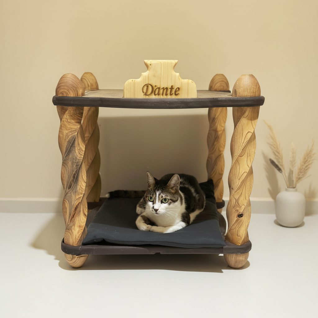 Custom Name Luxury Pet Furniture | Personalized Wooden Cat & Dog Home – Solid Wood Cat House