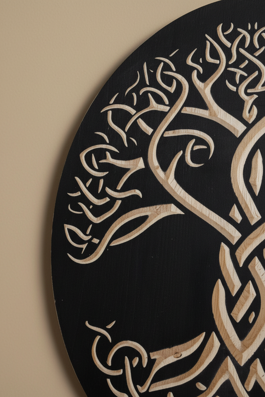 Celtic Knot Tree of Life Wood Wall Art: Engraved Yggdrasil Decor
