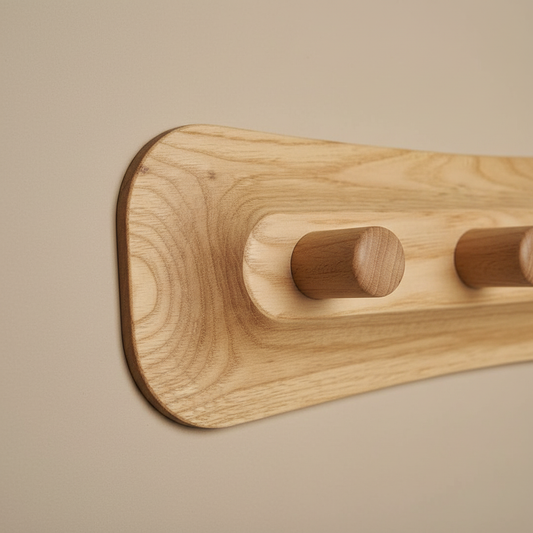 Wooden Wall Coat Rack – Double-Sided Detachable Hooks, Modern Rustic Entryway Organizer, Two-Color Option