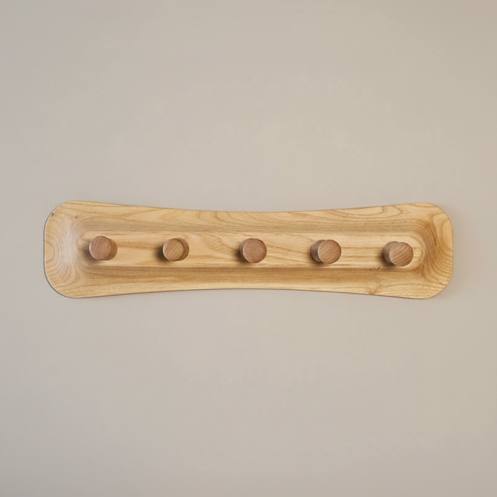 Wooden Wall Coat Rack – Double-Sided Detachable Hooks, Modern Rustic Entryway Organizer, Two-Color Option