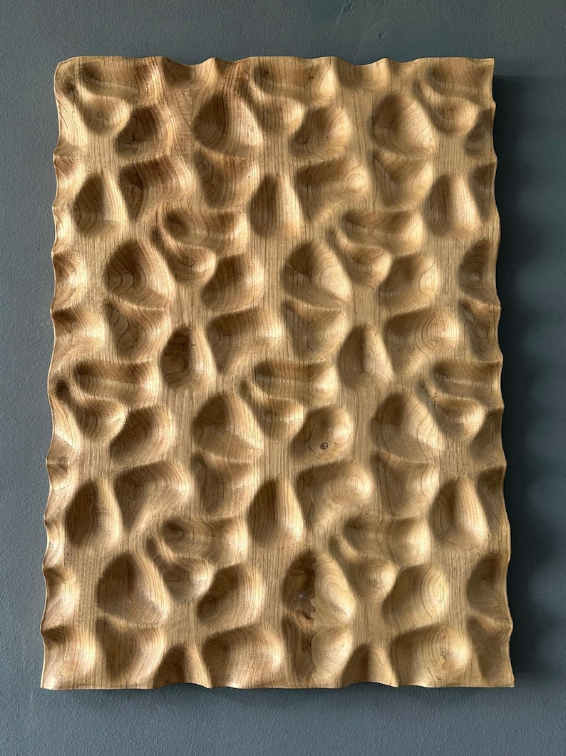 3D Carved Wood Wall Art: Textured Wood Panel Hanging