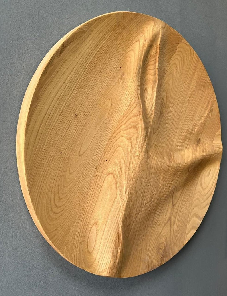 3D Carved Chestnut Wood Wall Art: Unique Wall Decor