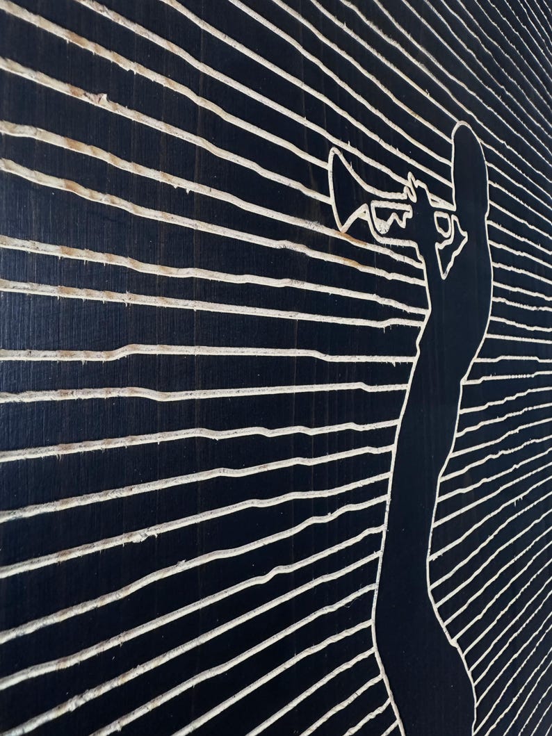 Miles Davis Wood Wall Art: Engraved Jazz Line Art Decor
