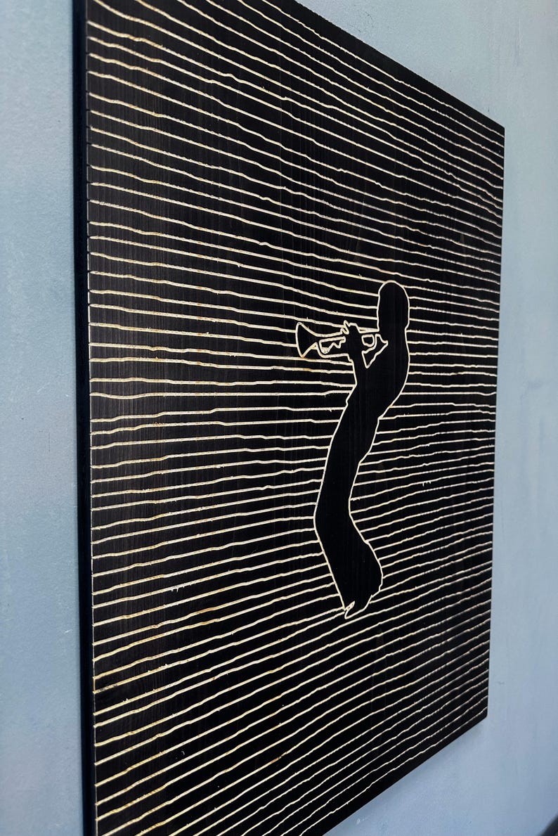 Miles Davis Wood Wall Art: Engraved Jazz Line Art Decor