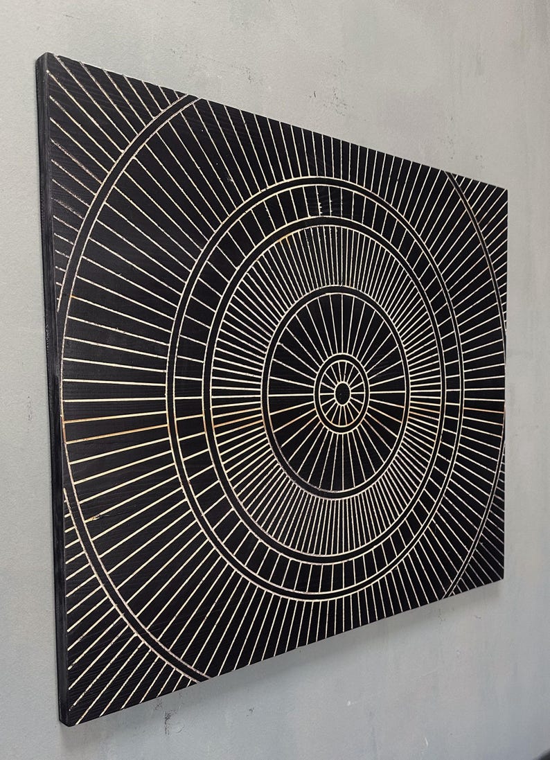 Minimalist Carved Line Wood Wall Art Panel