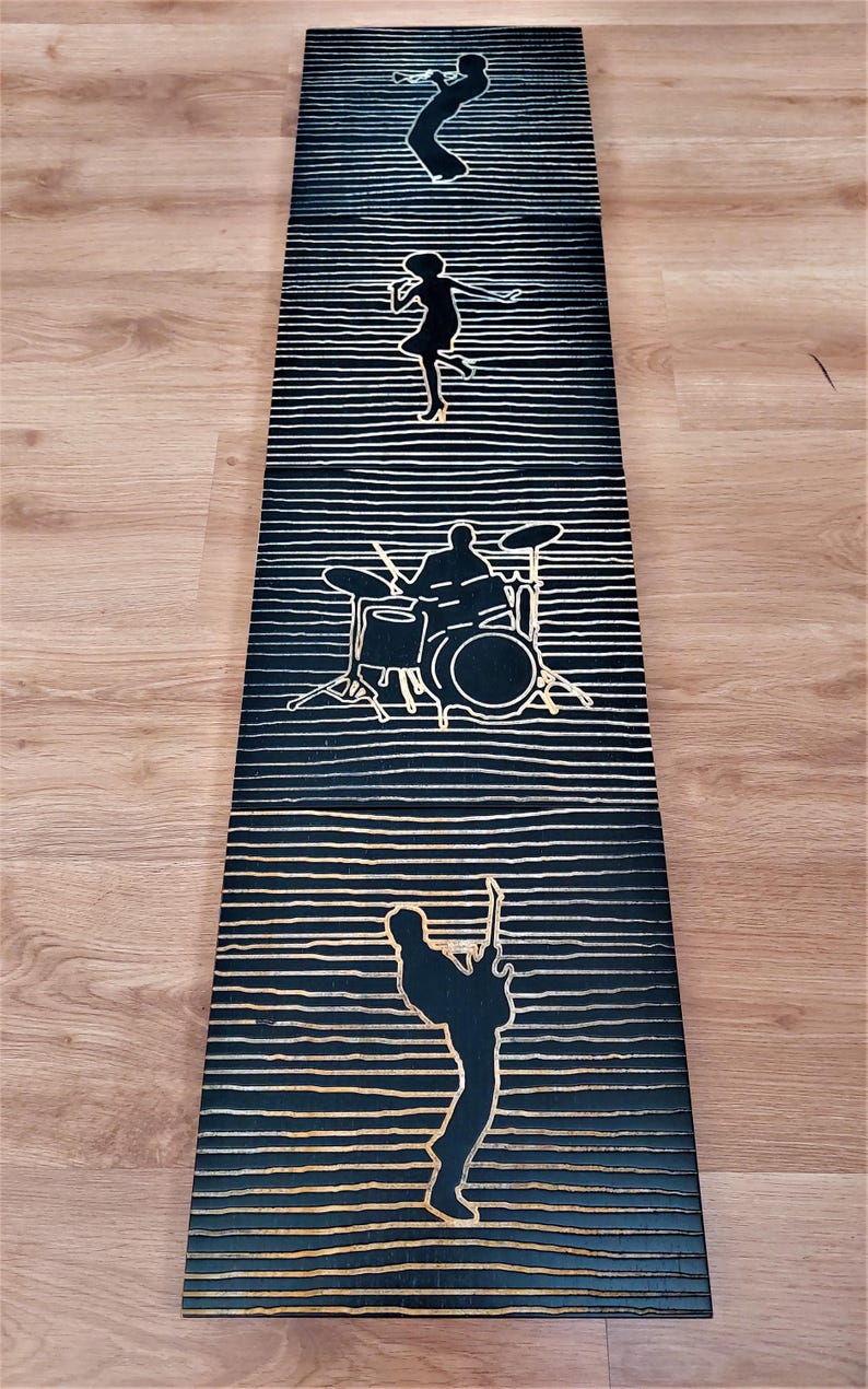 Line Art Music Band Wooden Wall Decor - Set of 4