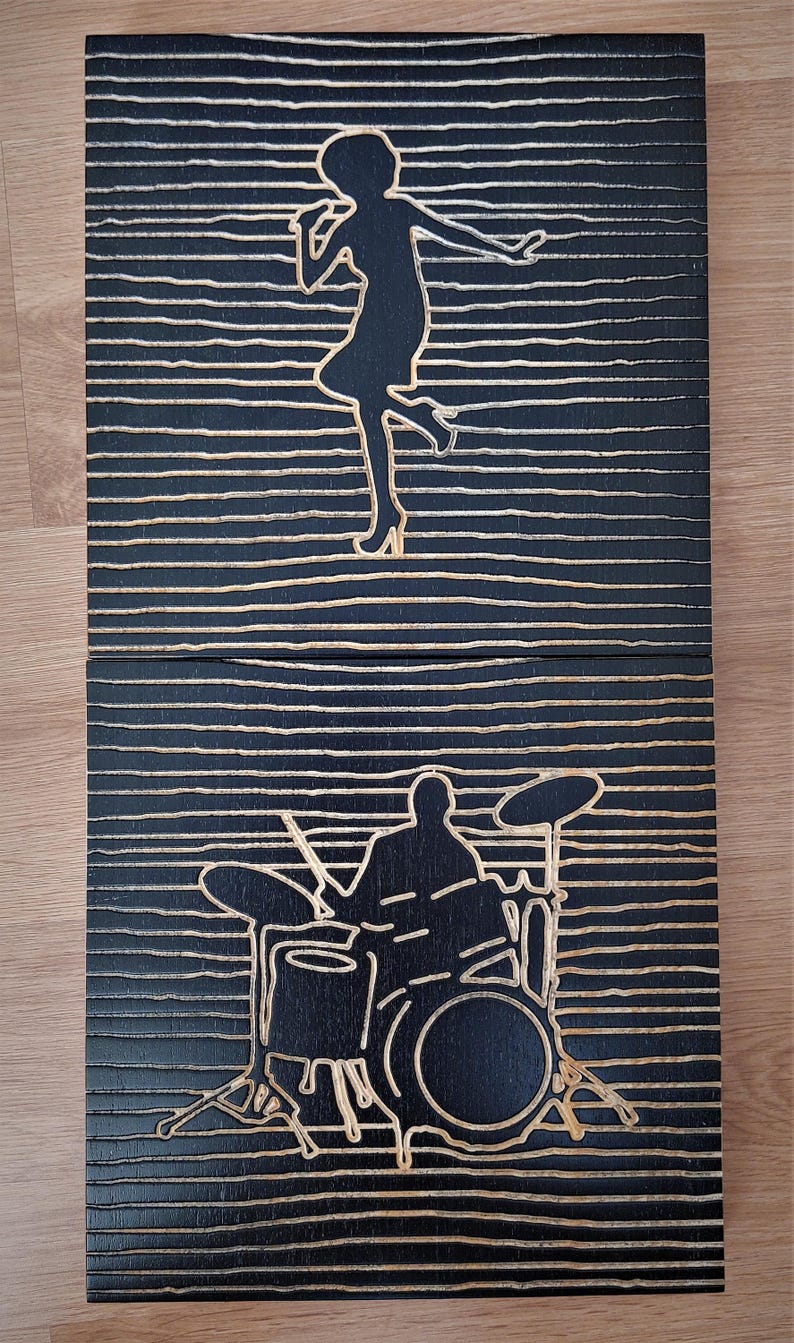 Line Art Music Band Wooden Wall Decor - Set of 4