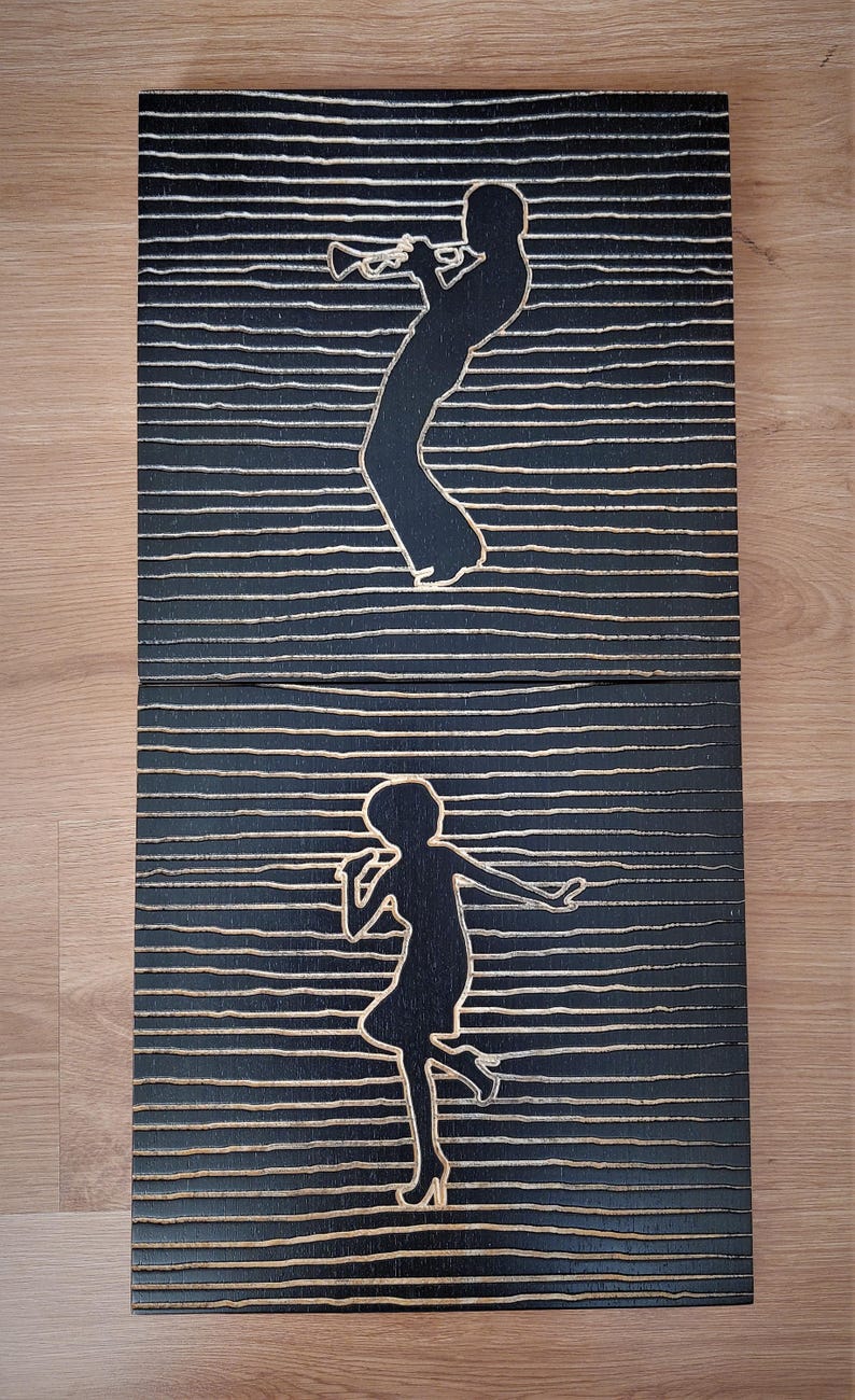 Line Art Music Band Wooden Wall Decor - Set of 4