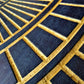 Hand-Carved Wood Line Art: Geometric Wall Hanging - Black & Gold