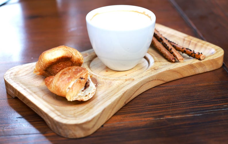 Chestnut Wood Tray Set – 2 Coffee & Serving Trays with 3D Design