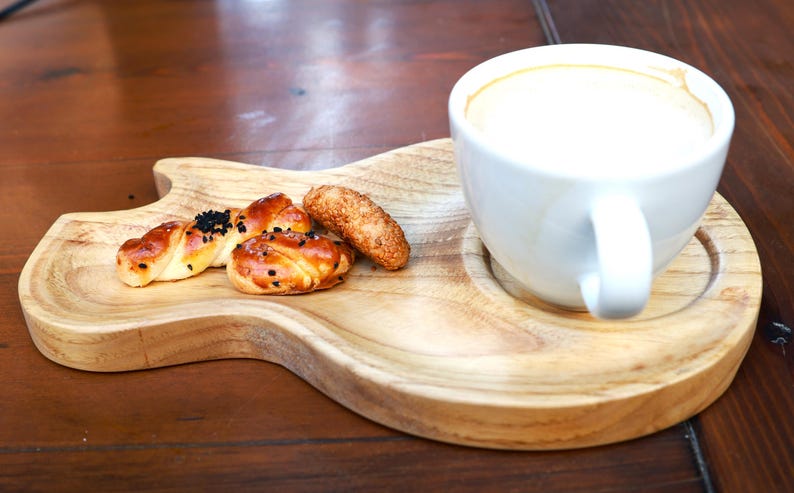 Rustic Chestnut Wood Coffee & Tea Trays – 2-Piece 3D Carved Set