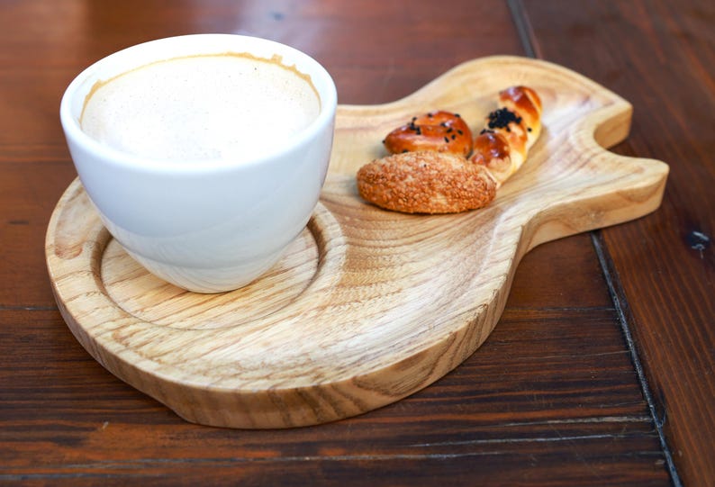 Rustic Chestnut Wood Coffee & Tea Trays – 2-Piece 3D Carved Set