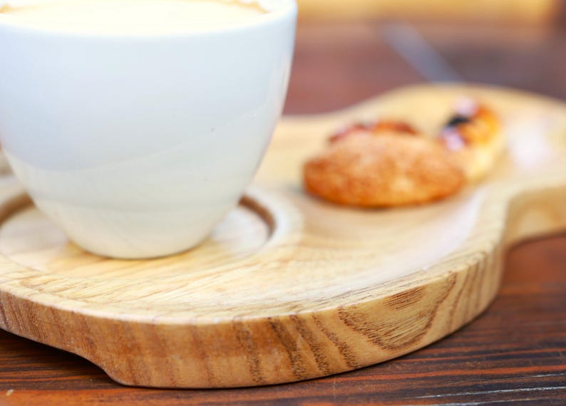 Rustic Chestnut Wood Coffee & Tea Trays – 2-Piece 3D Carved Set