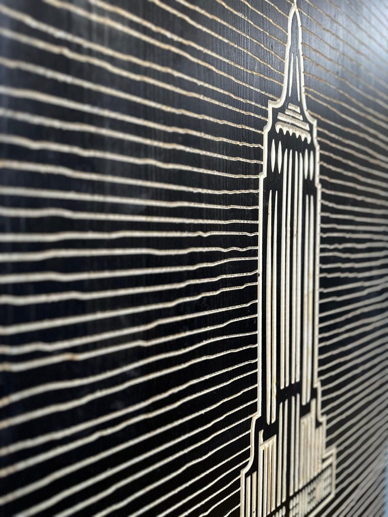 Empire State Building Wood Wall Art: Modern Minimalist Line Art