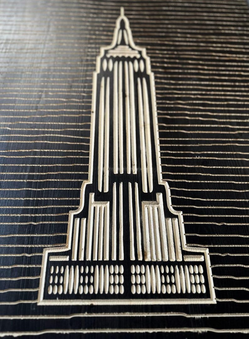 Empire State Building Wood Wall Art: Modern Minimalist Line Art