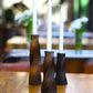 Geometric Carved Candle Holders – Set of 3 Chestnut Wood Pieces