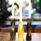 Geometric Carved Candle Holders – Set of 3 Chestnut Wood Pieces