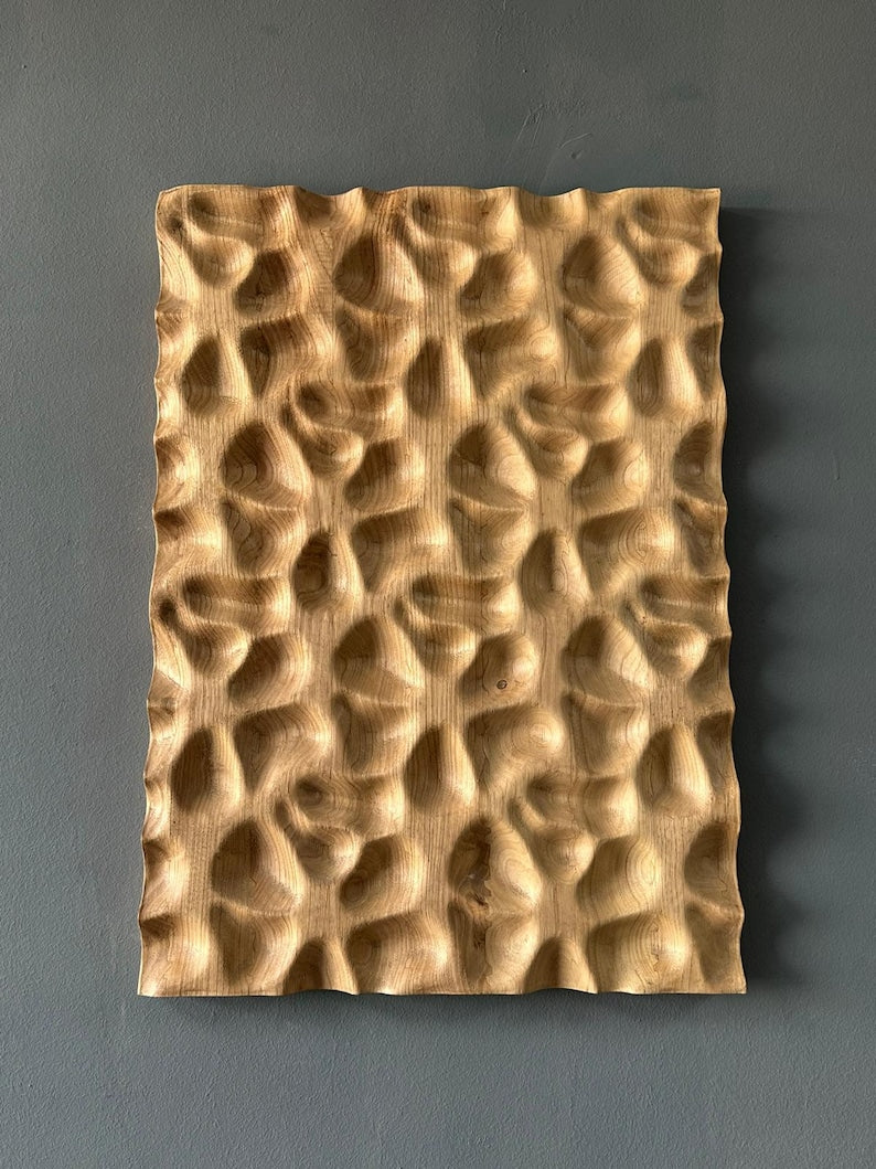 3D Carved Wood Wall Art: Textured Wood Panel Hanging